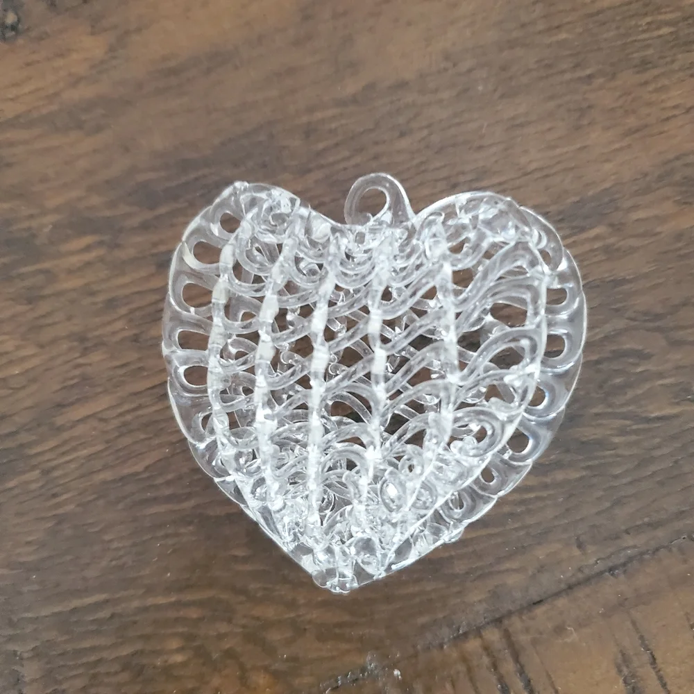 Vintage Set of 31 Spun Glass Heart Ornaments
